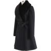 imageCHICWISH Womens TaupeNude PinkBlack Faux Fur Wide Lapel Turn Down Shawl Collar Belted Flare Wool Blend CoatBlack