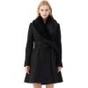 imageCHICWISH Womens TaupeNude PinkBlack Faux Fur Wide Lapel Turn Down Shawl Collar Belted Flare Wool Blend CoatBlack