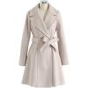 imageCHICWISH Womens TaupeNude PinkBlack Faux Fur Wide Lapel Turn Down Shawl Collar Belted Flare Wool Blend CoatNude Pink