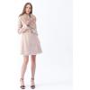 imageCHICWISH Womens TaupeNude PinkBlack Faux Fur Wide Lapel Turn Down Shawl Collar Belted Flare Wool Blend CoatNude Pink