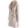 imageCHICWISH Womens TaupeNude PinkBlack Faux Fur Wide Lapel Turn Down Shawl Collar Belted Flare Wool Blend CoatNude Pink