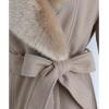 imageCHICWISH Womens TaupeNude PinkBlack Faux Fur Wide Lapel Turn Down Shawl Collar Belted Flare Wool Blend CoatTaupe