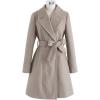 imageCHICWISH Womens TaupeNude PinkBlack Faux Fur Wide Lapel Turn Down Shawl Collar Belted Flare Wool Blend CoatTaupe