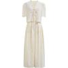 imageCHICWISH Women Summer Sets 2 Piece Outfits Cotton Sunflower Eyelet Embroidered Puff Short Sleeve Top and Wide Leg Pants CreamCream
