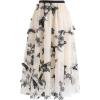 imageCHICWISH Womens 3D Butterfly DoubleLayered Mesh Midi SkirtCream