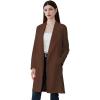 imageCHICWISH Womens BlackBrownOatmealIvory Lapel Open Front Quilted Wide lapel CottonBlend CoatBrown