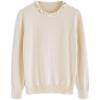imageCHICWISH Womens CaramelBlackNavyDusty BlueCreamWhite Pearl Trimmed Soft Knit TopCream