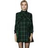 imageCHICWISH Womens Comfy Casual Warm Big Bow GreenRed Tartan Check Dolly Dress CoatGreen