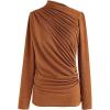 imageCHICWISH Womens Mock Neck Ruched Long Sleeves Knit TopMock Neckpumpkin