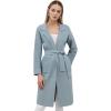 imageCHICWISH Womens Open Front Cardigan Long Sleeve Notch Lapel Belted Longline Coatigan Ribbed Knit Coat With PocketsBlue