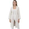 imageCHICWISH Womens Open Front Cardigan Long Sleeve Notch Lapel Belted Longline Coatigan Ribbed Knit Coat With PocketsIvory