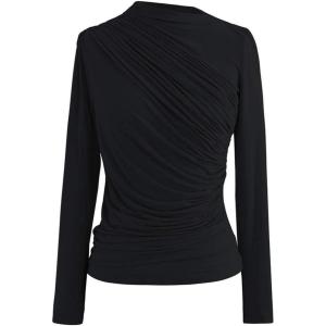 imageCHICWISH Womens Mock Neck Ruched Long Sleeves Knit TopMock Neckblack