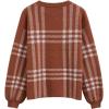 imageCHICWISH 2023 Fall Winter Womens Caramel Classic Plaid Round Neck Oversized Sweaters Long Sleeve Casual Knit Pullover TopsCaramel