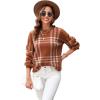 imageCHICWISH 2023 Fall Winter Womens Caramel Classic Plaid Round Neck Oversized Sweaters Long Sleeve Casual Knit Pullover TopsCaramel