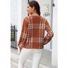 imageCHICWISH 2023 Fall Winter Womens Caramel Classic Plaid Round Neck Oversized Sweaters Long Sleeve Casual Knit Pullover TopsCaramel