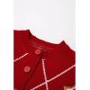 imageCHICWISH Women Christmas Knit Cardigan Gingerbread Oversized Sweater Crewneck Long Sleeves Open Front Button Knit CoatRed