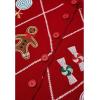 imageCHICWISH Women Christmas Knit Cardigan Gingerbread Oversized Sweater Crewneck Long Sleeves Open Front Button Knit CoatRed