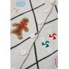 imageCHICWISH Women Christmas Knit Cardigan Gingerbread Oversized Sweater Crewneck Long Sleeves Open Front Button Knit CoatWhite