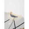 imageCHICWISH Women Christmas Knit Cardigan Gingerbread Oversized Sweater Crewneck Long Sleeves Open Front Button Knit CoatWhite