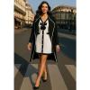 imageCHICWISH Women Contrast Edge Open Front Knit Cardigan Coat Lightweight Long Cardigans with PocketsBlack