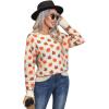imageCHICWISH Women Maple Leaf Knit Sweater Oversized Chunky Long Sleeves Crewneck Jumper Fall Winter Casual Pullover TopsIvory