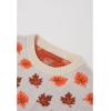 imageCHICWISH Women Maple Leaf Knit Sweater Oversized Chunky Long Sleeves Crewneck Jumper Fall Winter Casual Pullover TopsIvory