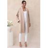 imageCHICWISH Women Shawl Collar Long Sleeve Cardigan Casual Open Front Knit Sweater Soft Long Coat with PocketsOatmeal