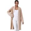 imageCHICWISH Women Shawl Collar Long Sleeve Cardigan Casual Open Front Knit Sweater Soft Long Coat with PocketsOatmeal