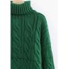imageCHICWISH Women Turtleneck Christmas Sweater Cable Crop Long Sleeve Pullover Sweaters Fall Winter Casual Chunky Knit TopsGreen