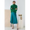 imageCHICWISH Women Turtleneck Christmas Sweater Cable Crop Long Sleeve Pullover Sweaters Fall Winter Casual Chunky Knit TopsGreen