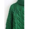 imageCHICWISH Women Turtleneck Christmas Sweater Cable Crop Long Sleeve Pullover Sweaters Fall Winter Casual Chunky Knit TopsGreen