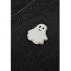 imageCHICWISH Womens Black Purple Halloween Ghost Patch Open Front Cardigan Sweaters V Neck Casual Button Down Knit CoatsBlack Ghost