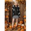 imageCHICWISH Womens Black Purple Halloween Ghost Patch Open Front Cardigan Sweaters V Neck Casual Button Down Knit CoatsBlack Ghost