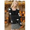 imageCHICWISH Womens Black Purple Halloween Ghost Patch Open Front Cardigan Sweaters V Neck Casual Button Down Knit CoatsBlack Ghost
