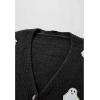 imageCHICWISH Womens Black Purple Halloween Ghost Patch Open Front Cardigan Sweaters V Neck Casual Button Down Knit CoatsBlack Ghost