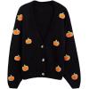 imageCHICWISH Womens Black Purple Halloween Ghost Patch Open Front Cardigan Sweaters V Neck Casual Button Down Knit CoatsBlack Pumpkin