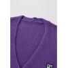 imageCHICWISH Womens Black Purple Halloween Ghost Patch Open Front Cardigan Sweaters V Neck Casual Button Down Knit CoatsPurple