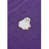 imageCHICWISH Womens Black Purple Halloween Ghost Patch Open Front Cardigan Sweaters V Neck Casual Button Down Knit CoatsPurple Ghost