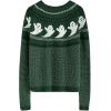 imageCHICWISH Womens BlackArmy GreenOrange Cute Ghost Long Sleeves Halloween Knit Sweater PulloverArmy Green