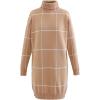 imageCHICWISH Womens Comfy Casual Long Sleeve Neck Knit Top Pullover SweaterTan Whitesweater Dress
