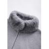 imageCHICWISH Womens OatmealGreyBlackPink SelfTie Bowknot Faux Fur PonchoGrey