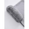 imageCHICWISH Womens OatmealGreyBlackPink SelfTie Bowknot Faux Fur PonchoGrey
