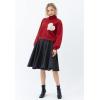 imageCHICWISH Womens Red Embroidered Heart High Neck Knit SweaterRed
