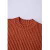 imageCHICWISH Womens WhiteBlackPumpkin Dotted Round Neck Puff Sleeve Long Sleeve Crop Fuzzy Knit Oversized Sweater PulloverPumpkin