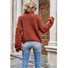 imageCHICWISH Womens WhiteBlackPumpkin Dotted Round Neck Puff Sleeve Long Sleeve Crop Fuzzy Knit Oversized Sweater PulloverPumpkin