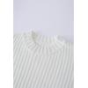 imageCHICWISH Womens WhiteBlackPumpkin Dotted Round Neck Puff Sleeve Long Sleeve Crop Fuzzy Knit Oversized Sweater PulloverWhite