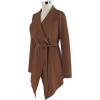 imageCHICWISH Womens Wide Lapel Tie Waist Knit Cardigan Coatigan Light JacketBrownwide Lapel