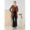 imageCHICWISH Womens Wide Lapel Tie Waist Knit Cardigan Coatigan Light JacketBrownwide Lapel