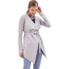 imageCHICWISH Womens Wide Lapel Tie Waist Knit Cardigan Coatigan Light JacketGreywide Lapel