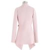 imageCHICWISH Womens Wide Lapel Tie Waist Knit Cardigan Coatigan Light JacketPinkwide Lapel
